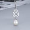 Versão coreana de S925 nota de prata pingente de pérola feminino Coringa micro conjunto de zircão colar clavícula cadeia diy acessórios atacado