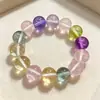 Pulsera de Amatista Natural Sintética de 14 mm para Mujer, Pulsera de Cuentas Coloridas de Lujo Ligero y Gama Alta, Pulsera de Cristal con Diseño de Nicho