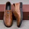Zapatos Casuales de Piel para Hombre, Zapatos de Moda Estilo Coreano, Zapatos Blancos Transpirables para Hombre, Nuevos Zapatos Versátiles sin Cordones para Hombre