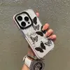 Capa de celular personalizada com padrão de borboleta em esboço e borda preta, transparente, à prova de choque, macia para iPhone 15 Pro Max