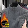 Suéter de punto con cuello alto y media cremallera para comercio exterior transfronterizo para hombre, holgado, casual, color liso, cálida camiseta base, suéter para hombre