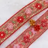4.5cm Encaje Bordado con Lentejuelas y Perlas Estilo Étnico Organza DIY Ropa Hanfu Accesorios Hechos a Mano Materiales Mayoreo