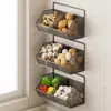 Estante de Almacenamiento para Cocina Hogar Estante de Almacenamiento para Cebolla, Jengibre y Ajo Montado en Pared Cesta Multifuncional de Almacenamiento para Condimentos Cesta de Colocación