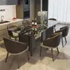 Mesa de comedor de mármol de lujo, estilo italiano moderno, sillas de comedor para apartamentos pequeños, combinación de alta gama, mesa de comedor rectangular de alta gama para el hogar