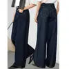 Jeans de moda casual para mujer de mezclilla lavada, pierna ancha, estilo casual versátil, artículo de moda
