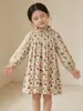 Fábrica de Ropa Infantil Otoño Nuevo Estilo Coreano Mangas de Niña Mano de Obra Pesada Falda Línea A Vestido de Niña Vestido de Flor de Encaje M