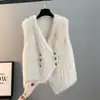 2026 Novo Colete de Tricô Chic Francês Feminino com Pelo Sintético de Visão Alta Qualidade Peça de Roupa Solta Xale de Inverno