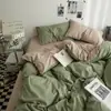 Juego de cuatro piezas de algodón lavado estilo ins, color liso, minimalista moderno, ultrasuave y amigable con la piel, sábana bajera y funda de edredón, juego de cuatro piezas para dormitorio de estudiante