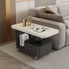 Carrinho com Rodízios para Mesa de Centro Móvel Estilo Creme para Casa 2025 Novo Modelo Luxo Leve High-End Minimalista Mesa de Centro para Sala de Estar