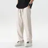 Pantalones de hombre color blanco roto, corte recto holgado, modernos y versátiles, pantalones casuales finos y transpirables para verano, diseño cónico elástico, talla grande
