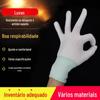 Luva de nylon 13 agulhas coração. Revestimento dos dedos em PU. Revestimento da palma. Luvas brancas resistentes ao desgaste e antiderrapantes