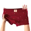 Cueca Boxer Masculina Huajie Long Nova Estampada Vermelha para o Ano de Nascimento, Boxer Vermelho, Respirável Tamanho Grande Dropshipping
