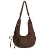 Bolso Cruzado Informal Versátil de Estilo Coreano para Niñas, Plisado, Gran Capacidad, Ajustable, Cuadros, Forma de Empanadilla, Bolso de Moda para Viaje