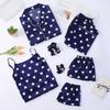 Fábrica exclusiva para comércio exterior pijama de sete peças feminino quatro estações usável manga longa seda artificial sexy roupa de casa terno de seda gelada