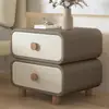 Mesita de noche Estilo Crema Nuevo Hogar Dormitorio Mesita de Noche de Cuero Simple Moderna Sin Instalación Pequeño Gabinete de Almacenamiento