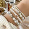 Joyería de Perlas de Nuevo Amor Transfronteriza Europea y Americana Conjunto de Pulseras Apilables de Perlas para Mujer Joyería de Mano con Perlas Joyería de Novia
