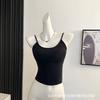Camisola de seda gelo de cor sólida de verão, colete de beleza vazado, alça de peito, almofada interna, uso externo, cinto fino, beleza, costas envolventes, top tubo de peito