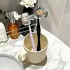 Funda linda para cepillo de dientes de gatito, diseño de caricatura, soporte de cepillo de dientes elegante, set de cepillo de dientes de viaje portátil, clip de plástico a prueba de polvo