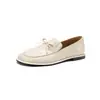Zapatos Planos de Piel de Oveja Cómodos para el Trayecto Diario con Lazo Redondos 2026 Otoño Sueltos Punta Redonda Grande Piel Genuina Corte Profundo para Mujer