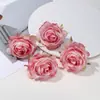 Cabeza de rosa de seda degradada vintage, flor artificial de alta gama, material para accesorio de pelo DIY, decoración de pared de flores para bodas, flor artificial