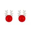 Pendientes de cervatillo navideño para mujer, elegantes, con diseño de nicho, bonitos pendientes de cornamenta, pendientes de alce rojo vino, de moda.