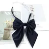 Punto al por mayor uniformes estudiantiles corbata de moño femenina color sólido azul marino Blanco Pino biselado collar de uniforme JK japonés flor