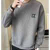Suéter con patrón de textura para hombre, primavera y otoño, color liso, otoño 2023, tendencia, holgado, cuello redondo, casual, ropa de otoño para hombre, una generación de pelo