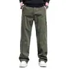Pantalones de trabajo resistentes de color verde militar italiano para hombre, primavera y otoño, pierna ancha, holgados, corte recto, pantalones casuales estilo americano