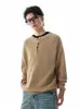 Suéter de Punto Estilo Americano Cleanfit Cuello Henry para Hombre, Estilo Holgado y Casual, Marca de Moda, Sensación de Alta Calidad, Suéter Versátil