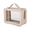 Bolsa de Maquiagem Portátil com Janela de Abertura de PU de Grande Capacidade Transfronteiriça, Bolsa de Armazenamento de Moda Portátil para Viagem, Bolsa de Maquiagem Transparente à Prova d'Água