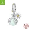 Pulsera de plata Ziyun s925 con diseño de luciérnaga, collar y colgante, con cuentas de piedra fluorescente de nicho original, accesorios de joyería