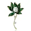 Moda Estilo Coreano Nova Broche Criativo de Liga Esmalte Pérola Lótus, Acessório Elegante para Roupa, Alfinete de Planta Versátil