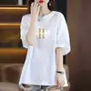 Mostrador de ropa casual para mujer de marca en centro comercial de comercio exterior transfronterizo, camiseta casual tipo "mom" de manga corta con descuento para el verano