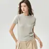 Cárdigan de punto Campari 25% seda de morera 75% cachemira, conjunto básico de cuello redondo para mujer, manga corta, top versátil