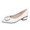 Zapatos de Mujer de Charol para Primavera y Otoño de 2025 Piel Suave Suela Suave Boca Baja Tacón Medio Tacón Grueso Zapatos de Madre Cómodos Slip-On