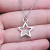 Colar com pingente de estrela de cinco pontas grande oco, best-seller transfronteiriço, moda feminina, corrente de pescoço simples retrô, corrente de clavícula, joias no atacado