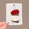 Presilha oval fofa com laço de bolinhas, presilha fofa para franja lateral, presilha bico de pato para franja de cabelo, acessório de cabelo simples estilo ins