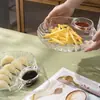 Plato de Vidrio Transparente Multifuncional para Dumplings con Plato para Vinagre Casero Creativo Plato para Frutas Snack Plato para Snacks de Papas Fritas Plato de Concha Marina