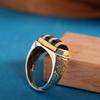 Plata Esterlina S925 Moda Retro Estatua de Buda para Hombre Ágata Dzi Vintage Nicho Versátil Anillo Abierto