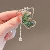 Broche Borboleta com Franja de Luxo Leve, Alfinete Pingente Semi-Transparente para Atacado, Joia Elegante com Toque de Alto Padrão, Acessórios de Cristal e Pérola