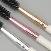 Cepillo para cejas de doble cabeza de plástico con mango cruzado, cepillo espiral, cepillo para pestañas, cepillo multifuncional dos en uno para maquillaje de ojos, herramienta de belleza
