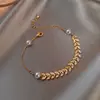 Pulsera de Hoja de Trigo Perla Diseño de Moda Ins Pulsera para Novia Estudiante Hermana Pulsera Telescópica Extensible