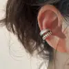 Brinco Ear Cuff Ondulado de Zircônia Dupla Camada Sem Piercing Pode Usar Brincos Feminino Sentido de Alto Padrão Luxo Leve Temperamento Brinco Simples Ear Cuff