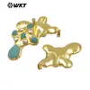Wt-Jp384 Turquesa Verde Natural Perla de Agua Dulce Colgante de Cruz Collar Hecho a Mano Accesorios Chapados en Oro de 18K