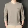Camiseta de Manga Comprida Outono 2024 Masculina Camada Base, Moletom Masculino da Moda com Gola Redonda para Jovens e Meia-Idade, Dropshipping Disponível