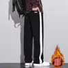 Pantalones deportivos de pierna ancha para hombre, estilo americano, para otoño e invierno, forrados de polar, modernos, corte recto, ajuste holgado, atléticos, estilo casual y relajado, transfronterizos