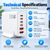 Estación de carga de escritorio transfronteriza de 200 W, tecnología GaN, compatible con dispositivos Apple y Huawei, adaptador multipuerto 2A+4C, carga rápida, estándar de EE. UU.