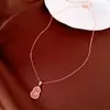 Collar con colgante de gota de agua en forma de calabaza redonda de circón, sensación de lujo ligero y alta gama, cadena de clavícula simple, accesorio exquisito, moderno y versátil