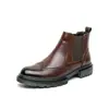 Nuevos Zapatos de Cuero para Hombre Transfronterizos 2025, Botines Chelsea para Hombre, Botas de Cuero de Moda de Caña Alta, Botas Martin, Botines Cortos sin Cordones