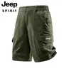 Pantalones Cortos Casuales de Trabajo Jeep Spirit Verano Nuevos de Algodón Transpirables de Cinco Puntos Elásticos Rectos con Múltiples Bolsillos